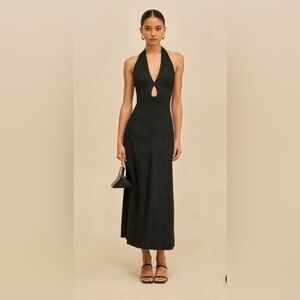 cult gaia Black Halter Keyhole Maxi Dress